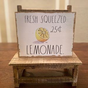 Rae Dunn 25 Cent Lemonade Wood Sign For Tabletops, Shelf or Wall, Lemon Sign
